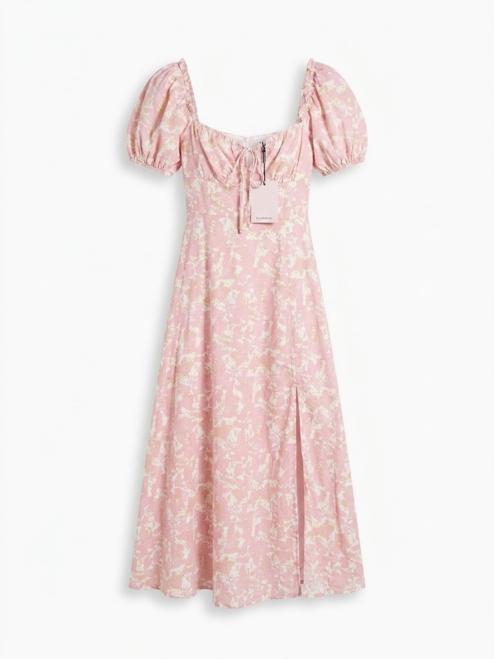 NWT Hello Molly Pink Floral Sweetheart Slit Midi Dress Size S